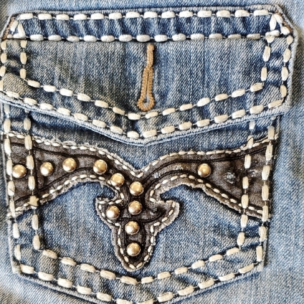 Earl Jeans Blue Denim Shorts with White Accents - Picture 8 of 11